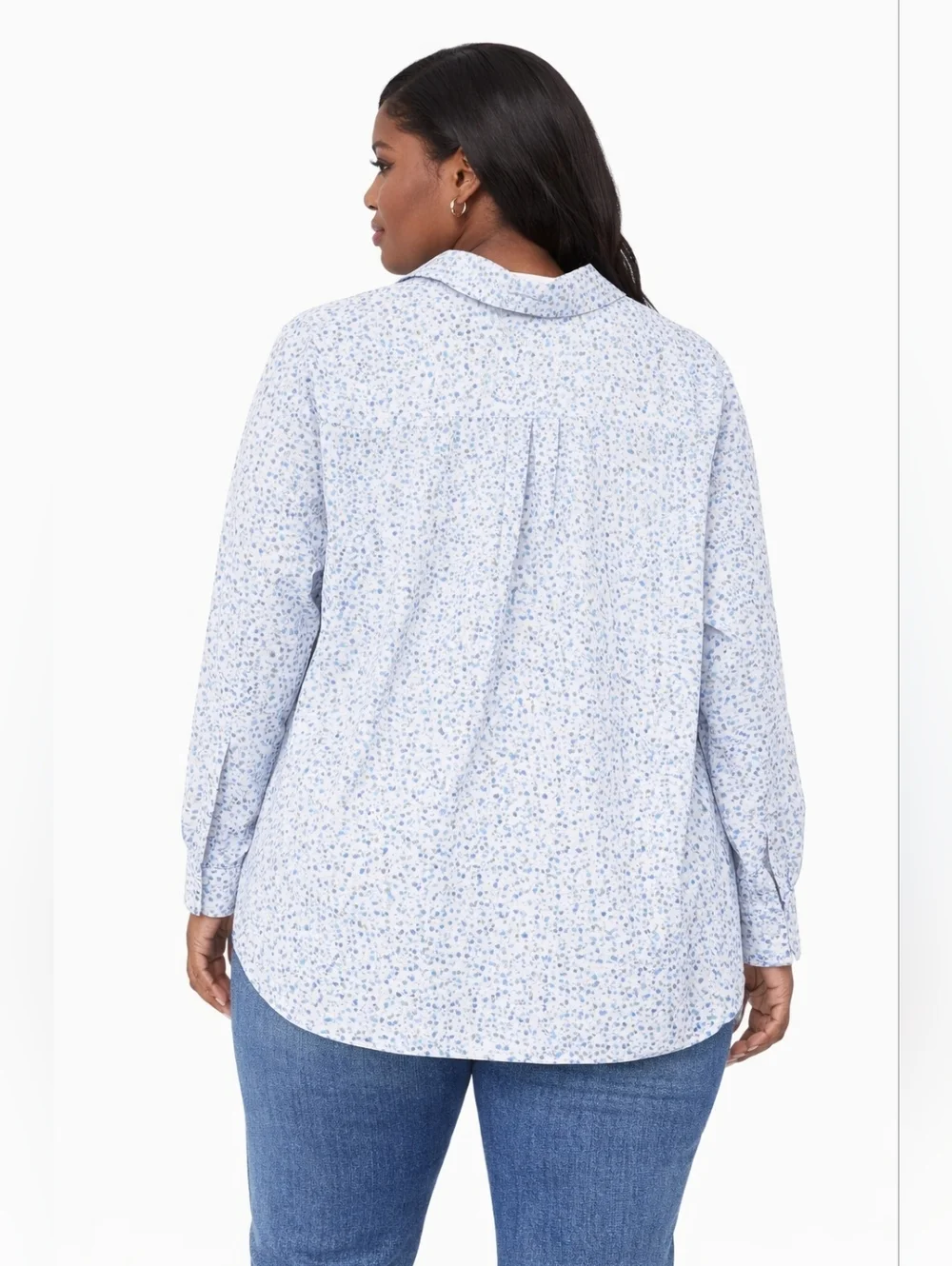 Avenue Light Blue Patterned Button-Down Shirt Size 22/24 - Picture 2 of 6